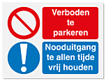 Waarschuwingsbord Verboden te parkeren - nooduitgang vrij houden vanaf 20 x 15 cm