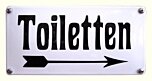 Emaille deurbordje Toiletten met pijl naar rechts