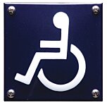 Pictogram rolstoel (miva | invalidentoilet) van Emaille |10 x 10 cm | schroeven | blauw | gebold