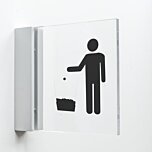 Pictogram Prullenbak van plexiglas met haakse wandhouder