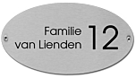RVS naambord ovaal 18 x 10 cm gegraveerd