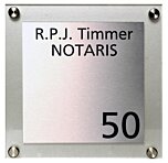 Naambord plexiglas met rvs naamplaat 20 x 20 cm