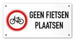 Tekstbord Geen fietsen plaatsen 20 x 10 cm wit