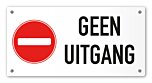 Tekstbord Geen uitgang 20 x 10 cm wit