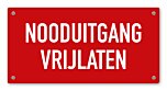 Tekstbord Nooduitgang vrijlaten 20 x 10 cm rood