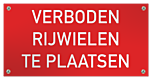 Tekstbord kunststof Verboden rijwielen te plaatsen