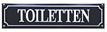 Toiletbord toiletten | Emaille bordje | Blauw | 33 x 8 cm