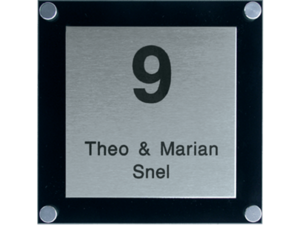 RVS naambord met achterplaat