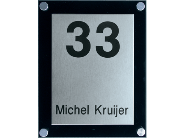 RVS naambord met achterplaat