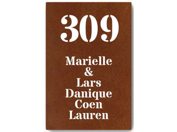 Cortenstaal naambord