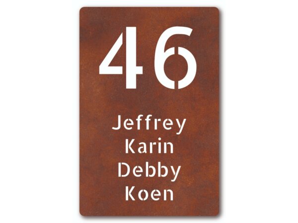 Cortenstaal naambord