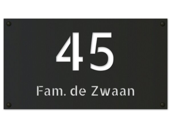 Naambordje zwart lasergesneden