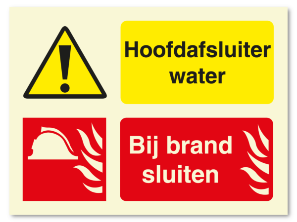 Hoofdafsluiter water - bij brand sluiten