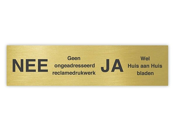 Messing NEE JA bordje