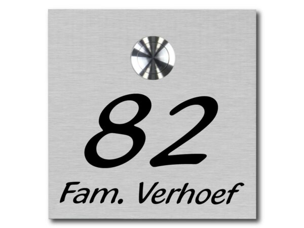 RVS naamplaat met deurbel 