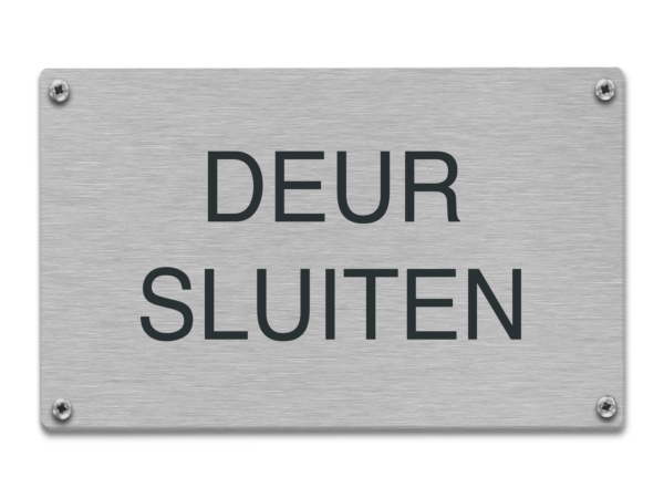 Tekstbord rvs Deur sluiten
