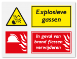 Waarschuwingsbord Explosieve gassen - In geval van brand flessen verwijderen vanaf 20 x 15 cm