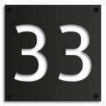 Huisnummerbord zwart 30 x 30 met uitgesneden nummer