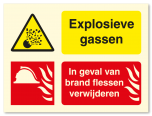 Waarschuwingsbord in geval van brand flessen verwijderen vanaf 20 x 15 cm