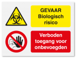 Waarschuwingsbord Gevaar biologisch risico - verboden toegang voor onbevoegden vanaf 20 x 15 cm