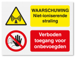 Waarschuwingsbord Niet-ioniserende straling - verboden toegang vanaf 20 x 15 cm
