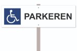 Parkeerbord Mindervaliden / invaliden op paal aluminium wit
