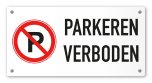 Tekstbord Parkeren verboden 20 x 10 cm wit