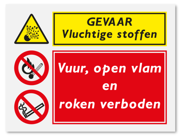 Gevaar vluchtige stoffen - vuur, open vlam en roken verboden