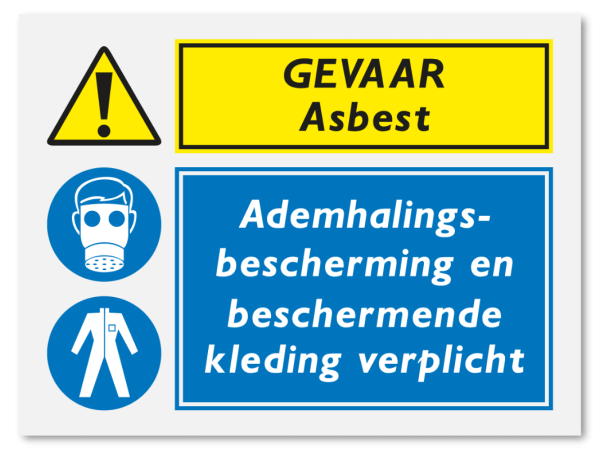 Gevaar asbest - ademhalingsbescherming en beschermende kleding verplicht