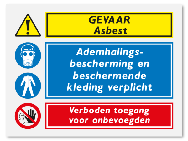 Asbest - bescherming verplicht - verboden toegang