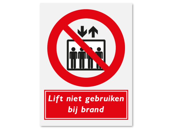 Lift niet gebruiken bij brand