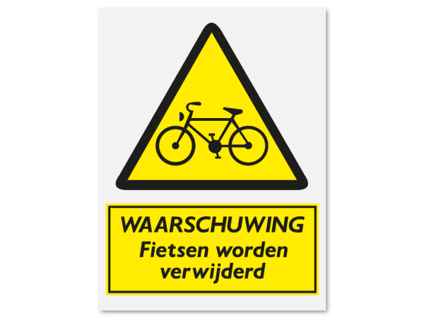 Waarschuwing fietsen worden verwijderd