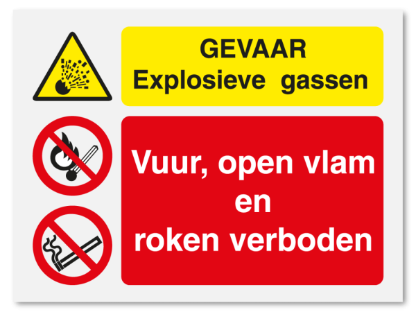 Gevaar explosieve gassen - vuur, open vlam en roken verboden