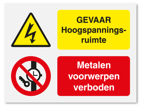 Gevaar hoogspanningsruimte - metalen voorwerpen verboden