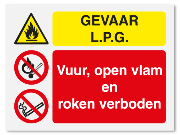 Gevaar L.P.G - Vuur, open vlam en roken verboden