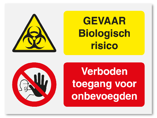 Gevaar biologisch risico - verboden toegang voor onbevoegden