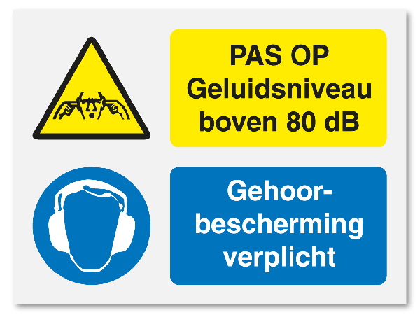 Geluidsniveau boven 80 dB - gehoorbescherming verplicht