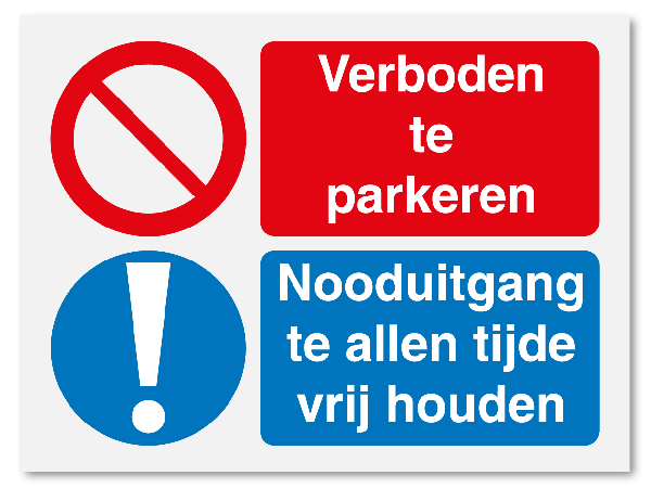 Verboden te parkeren - nooduitgang vrij houden