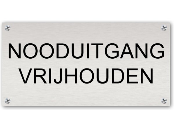 Tekstbord Aluminium Nooduitgang vrijhouden