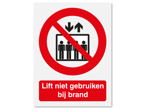 Lift niet gebruiken bij brand