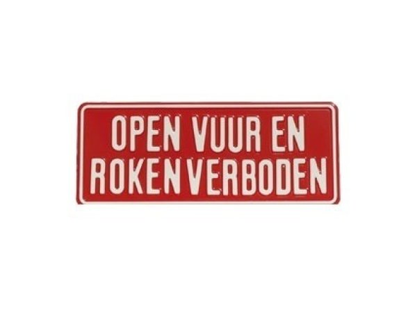 Tekstbord Aluminium Open vuur en roken verboden