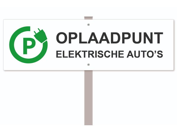 Parkeerbord Oplaadpunt elektrische auto (met paal)