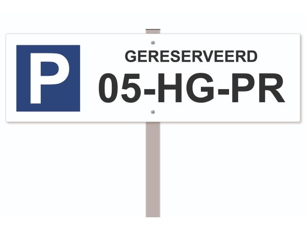 Parkeerbord kenteken (met paal)