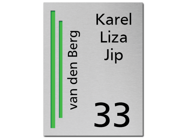 RVS Naambord 2-laags groen