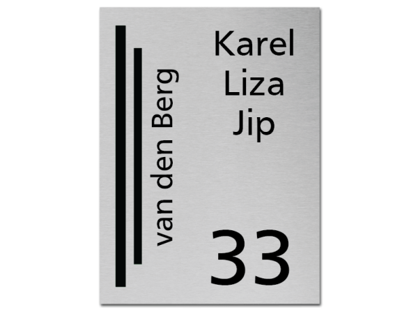 RVS naambord 2-laags zwart