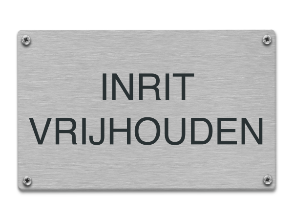 Tekstbord rvs Inrit vrijhouden