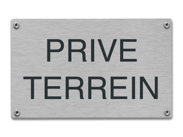 Tekstbord rvs Prive terrein