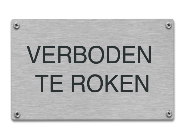 Tekstbord rvs Verboden te roken