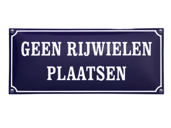 Tekstbord Geen rijwielen plaatsen