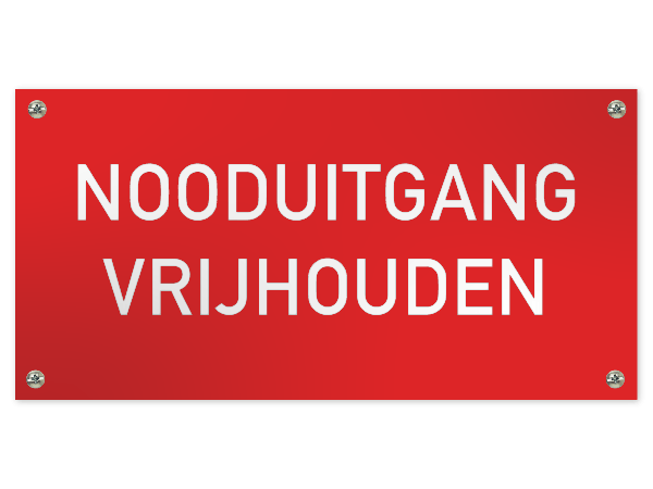 Tekstbord Nooduitgang vrijhouden